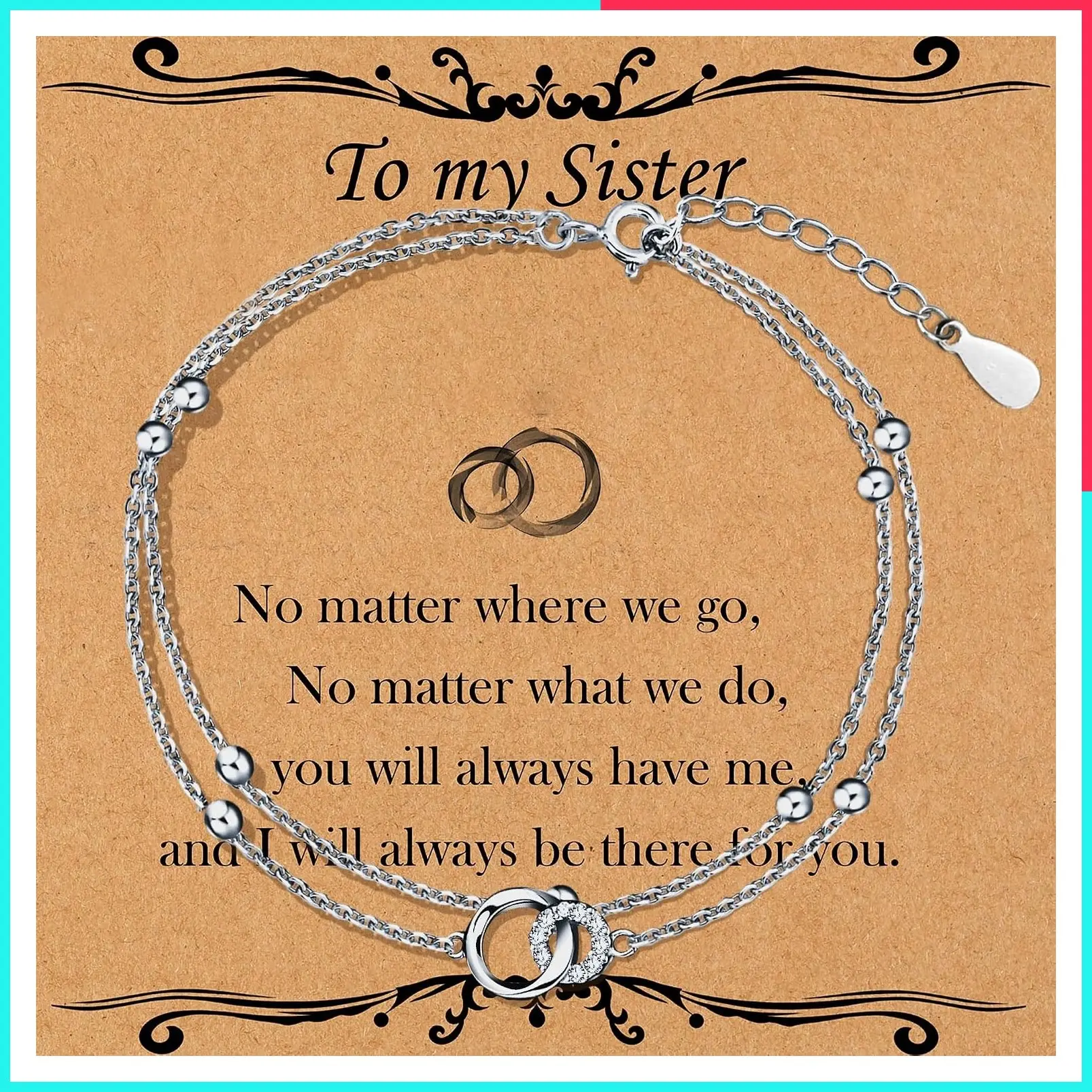 Eternal Love Interlocking 2 Circles Bracelet for Big Sister Gift
