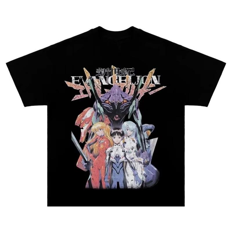 New Century Evangelion EVA Retro Anime Printed T-shirt Short Sleeve Men's and Women's Street Wear