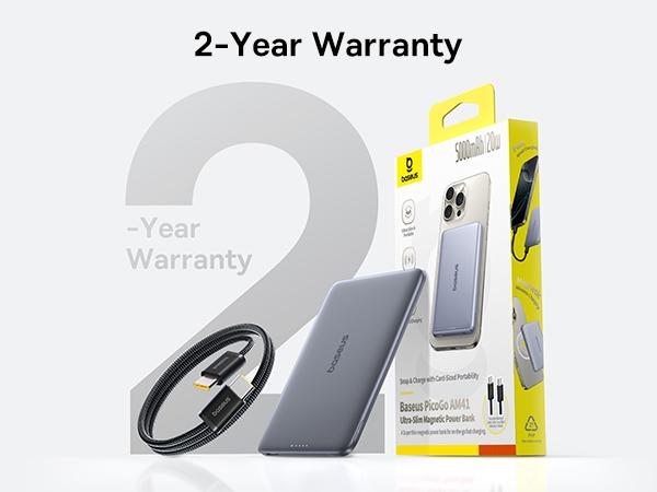 Baseus Picogo AM41 Power Bank 10000mAh Qi2 MagSafe 15W Wireless, Ricarica Rapida PD 27W, Ultrasottile Da 1,27cm, Con Cavo USB-C, Per IPhone 16/15/14/13/12, Nero