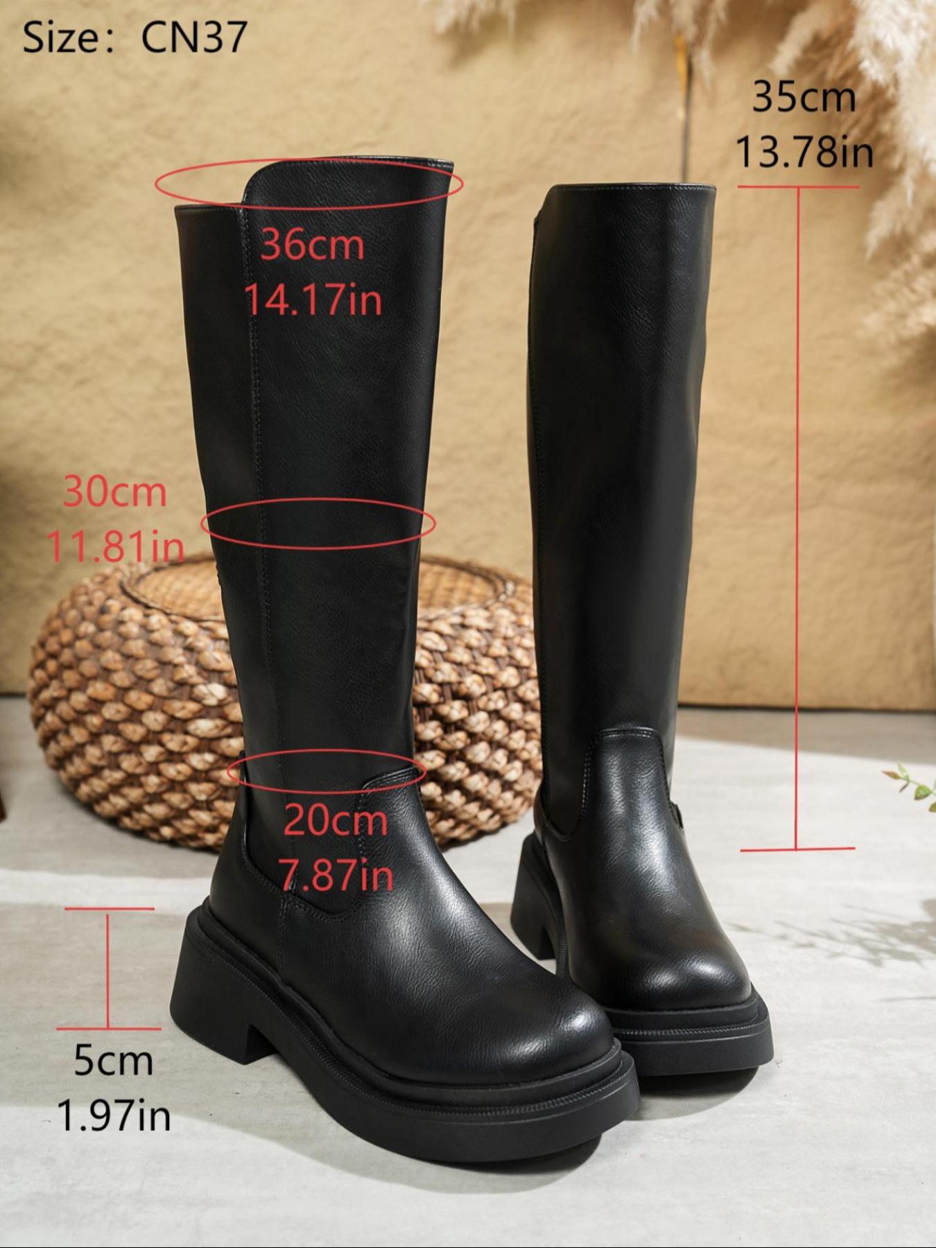 Oversized long platform knight boots, classic long motorcycle boots, fashionable autumn and winter women's boots, round headed retro boots, British boots, Round Toe Boots