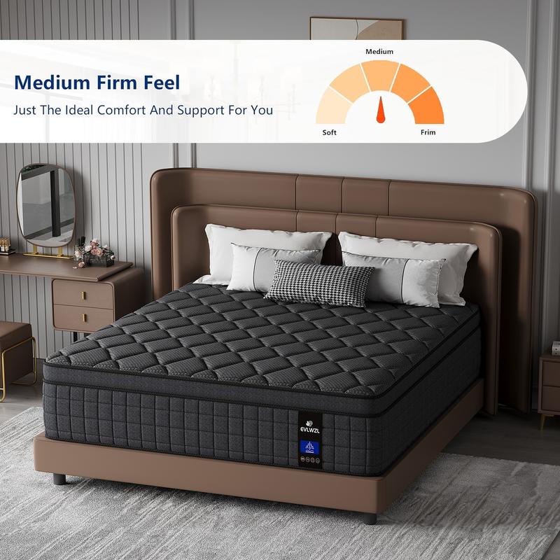 【EVLWZL】8/10/12/14 Inch Twin, Full, Queen, King Mattress Memory Foam And Spring, Hybrid MattressMedium Firmness, Lumbar Support, For Home Rooms Hotels, Boxed Halloween ChristmasGift Furniture Ergonomic queen size mattress Interior Modern