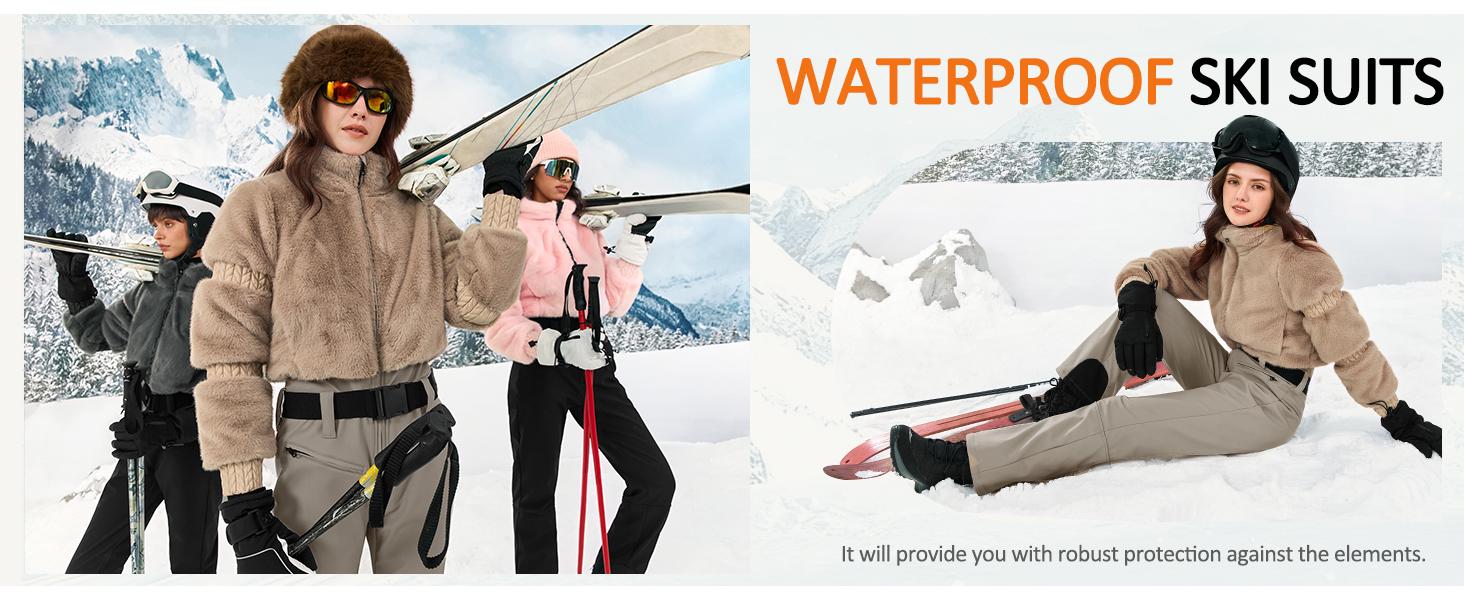 Yousify Womens Snow Bibs Insulated Waterproof Ski Bibs Overalls Winter Outdoor Snow Pants