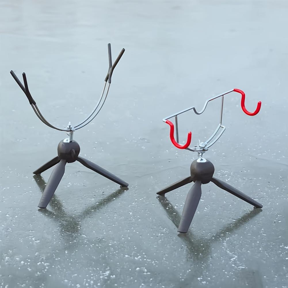 Foldable Dual-Head Ice Fishing Stand, Winter Ice Fishing Raft Rod Holder, Fishing Gear Accessories, Fish Rod Support