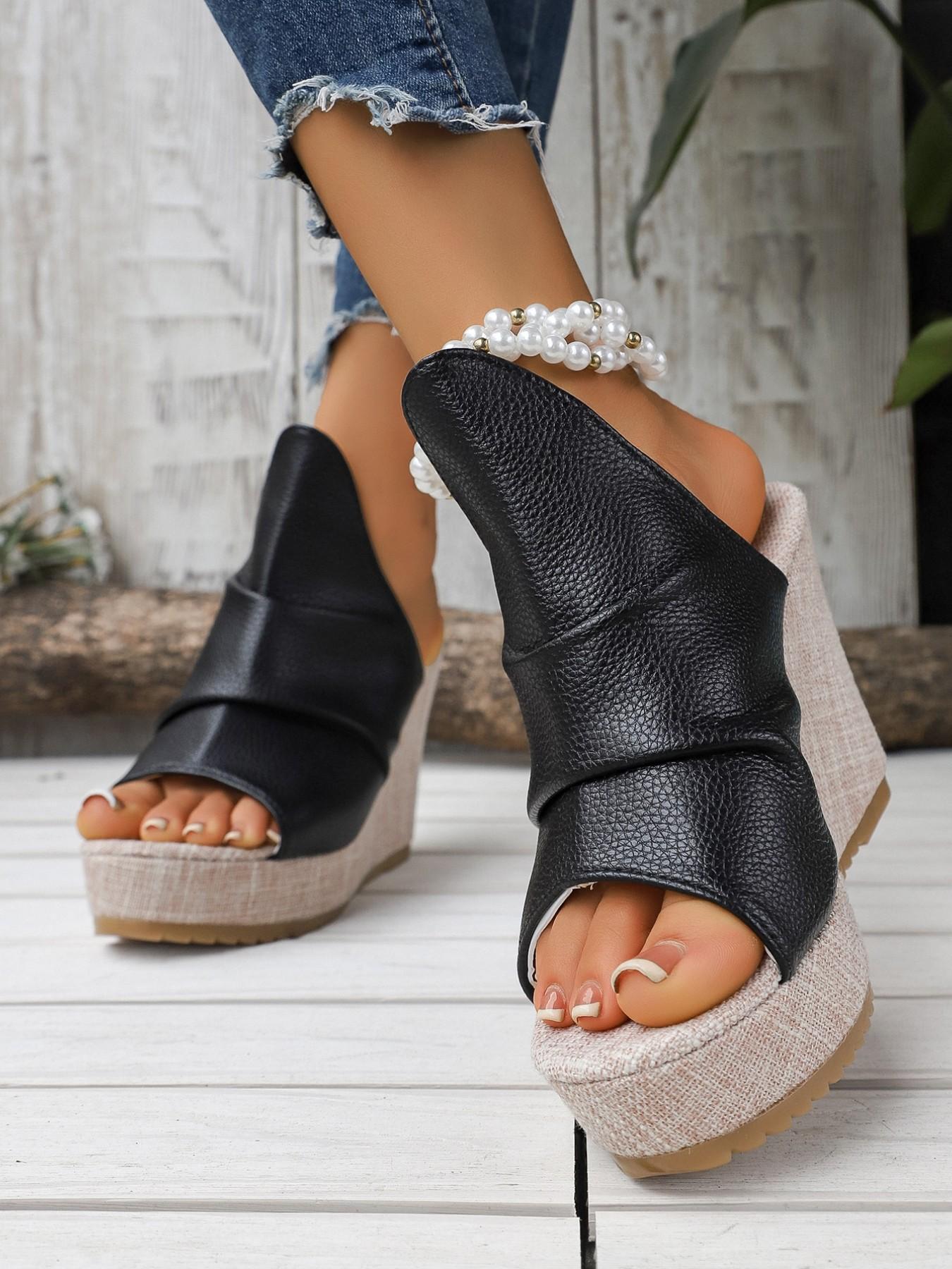 Women's 10cm Sexy Fashion Waterproof Rubber Platform High Heel Sandals, PU Leather Party Nightclub Shoes, Open Toe Below-Ankle Sandals