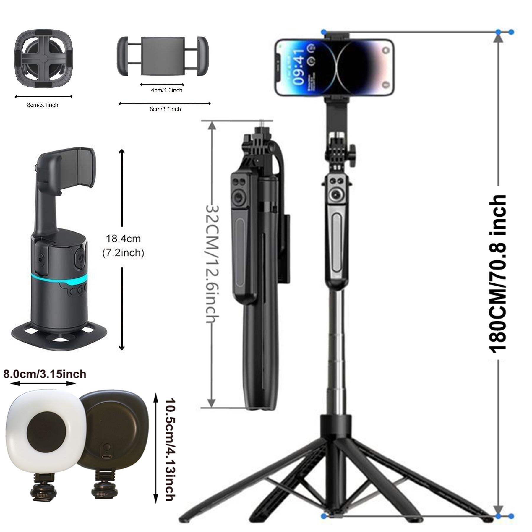 360-Degree Rotatable Smart Selfie Stick, Selfie Stick with Wireless Remote Control, Phone Stabilizer with RGB Light for Video Recording