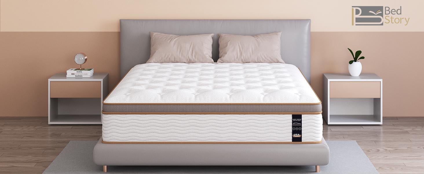 BedStory Queen King Mattress - 12'' Hybrid Mattress - Gel Memory Foam & Pocket Springs for Pressure Relief & Motion Transfer, Bedroom Luxury Usa