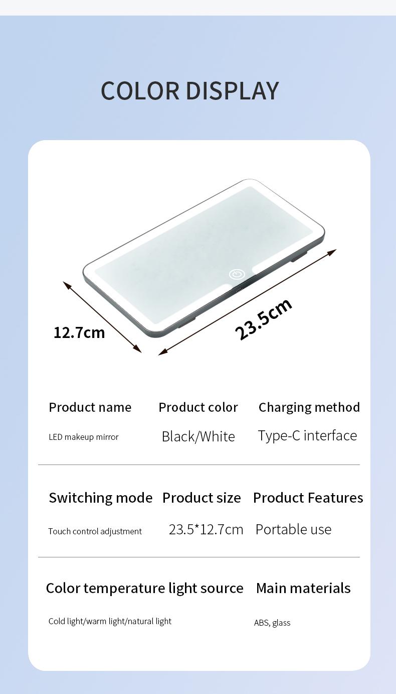 Car LED Makeup Mirror, Rechargeable Car Sun Visor Mirror, Dimmable Touchscreen Auto Vanity Mirror, Car Interior Accessories,car decor,boujee car accessories