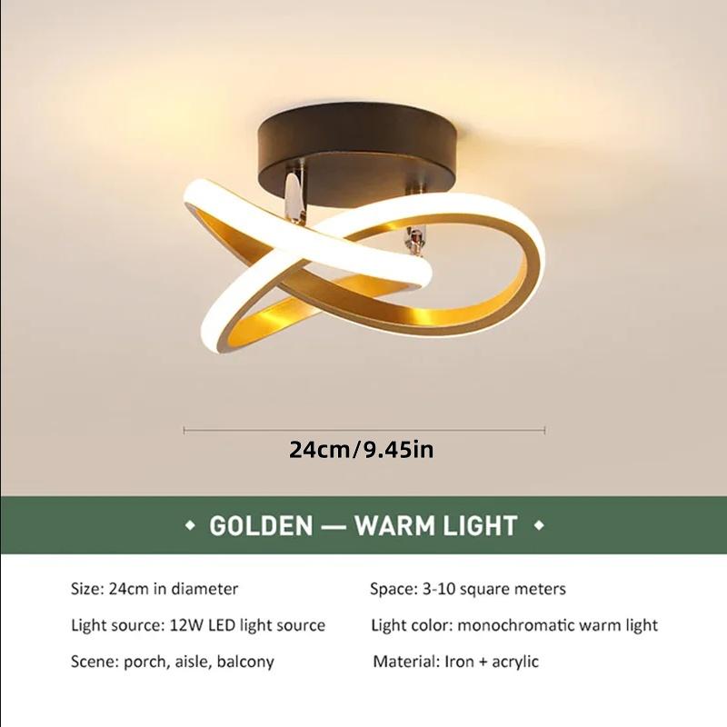 LED Ceiling Light, White-Black-Gold / Warm Light Ceiling Light - Hardwired Drilled Installation, Suitable for Bedroom, Hallway, Entryway, Study, Minimalist Indoor Home Lighting Ceiling Light