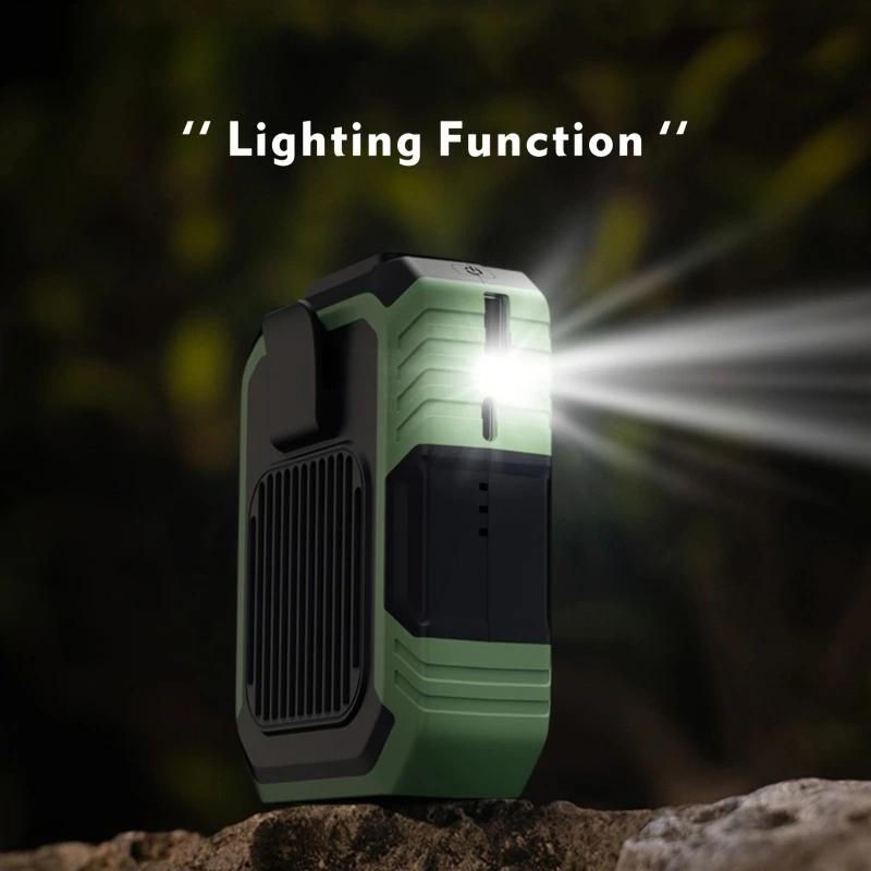 [Spring Deals] Coucur 2026 New Personal Waist Portable Fan USB Rechargeable with Clip & Power Bank 3 Speeds Airflow LED Light Wearable Belt Fan for Outdoor Jobsite Farms Traveling Fishing