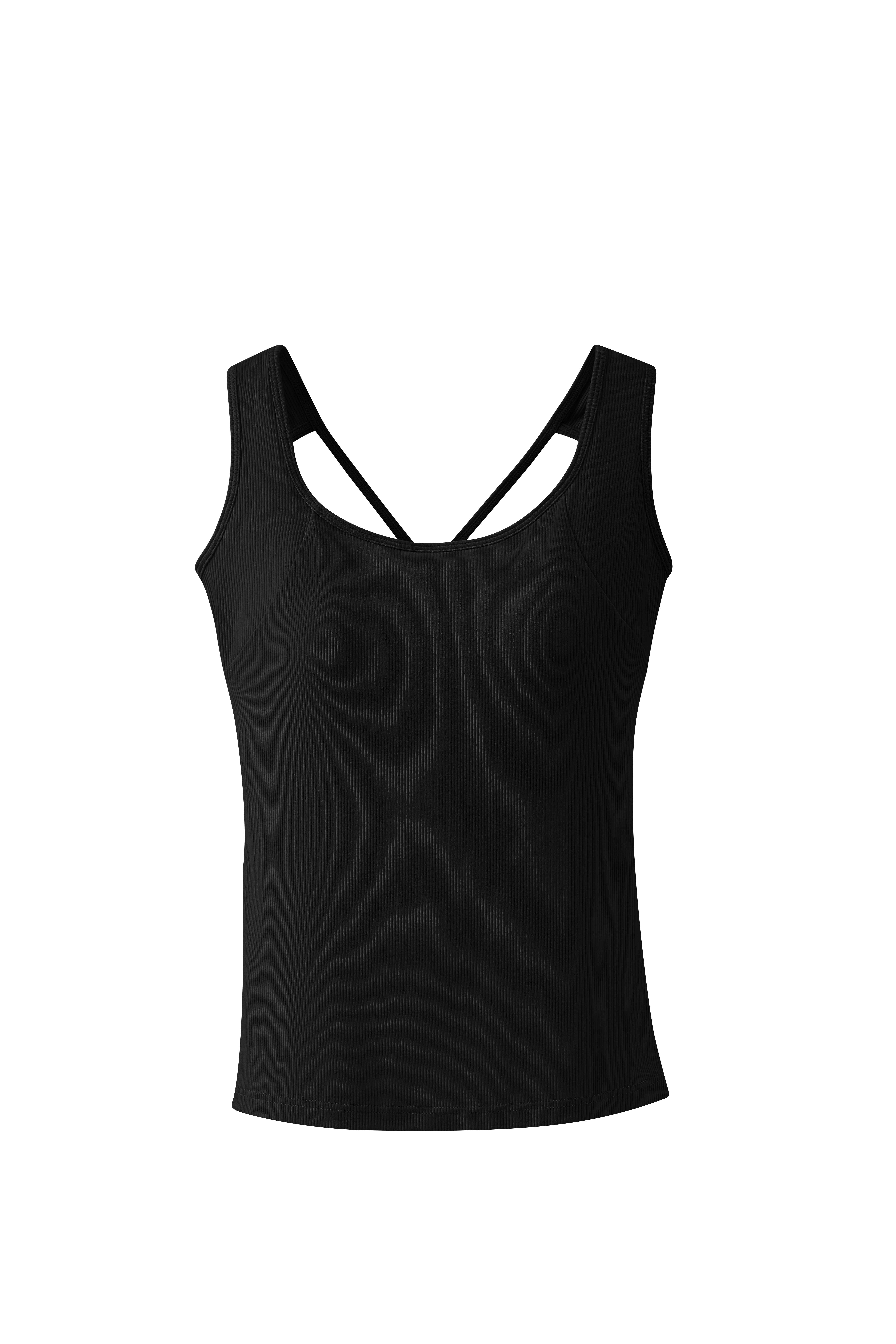 EssElegance Women's Minimalist Sleeveless Ribbed Viscose-Elastane Basic Workout Tank Top - Fabric-Built-in Padded Bra, Strappy Sporty Chic Criss Cross Back, Scoop Neck, Slim Fit, Breathable Wear for Gym, Yoga, All Seasons, Cold Hand Wash, Denim Style, Wor EssElegance Women's Minimalist Sleeveless Ribbed Viscose-Elastane Basic Workout Tank Top - Fabric-Built-in Padded Bra, Strappy Sporty Chic Criss Cross Back, Scoop Neck, Slim Fit, Breathable Wear for Gym, Yoga, All Seasons, Cold Hand Wash, Denim Style, Wor