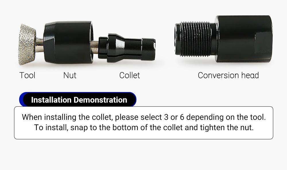LOZLIN 3MM & 6MM (1/8" & 1/4") Angle Grinder to Straight Grinder Adapter - 5/8-11 Thread Converter for DeWalt/Makita - Accessories for Rotary Bits Power Tools Hardware