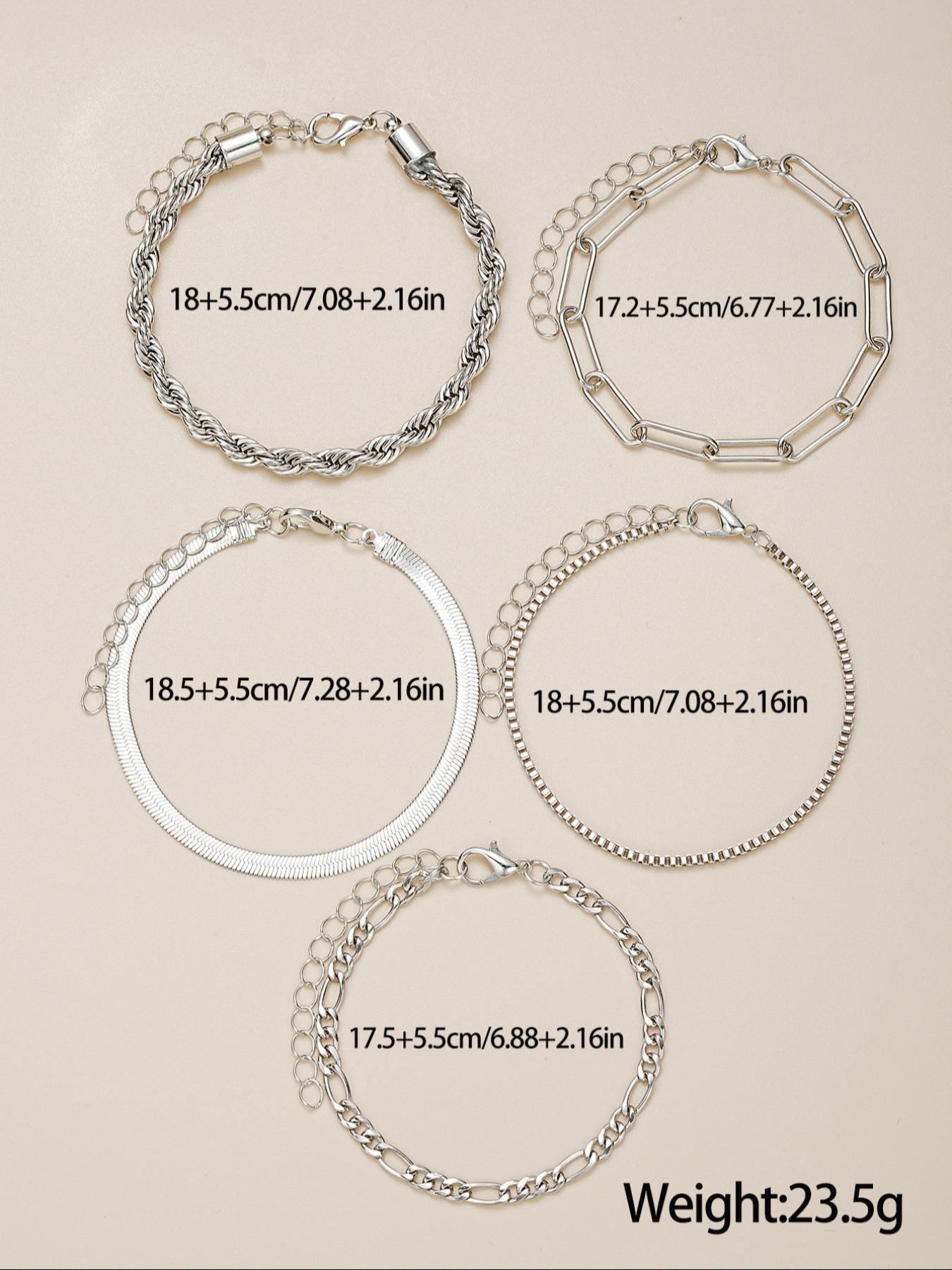 Women's Twist Herringbone Chain Stack Bracelet, Classic Jewelry for Gift, Female Fashion Accessories for Daily, Streetwear Bracelet Bundles, Stackable Bracelets