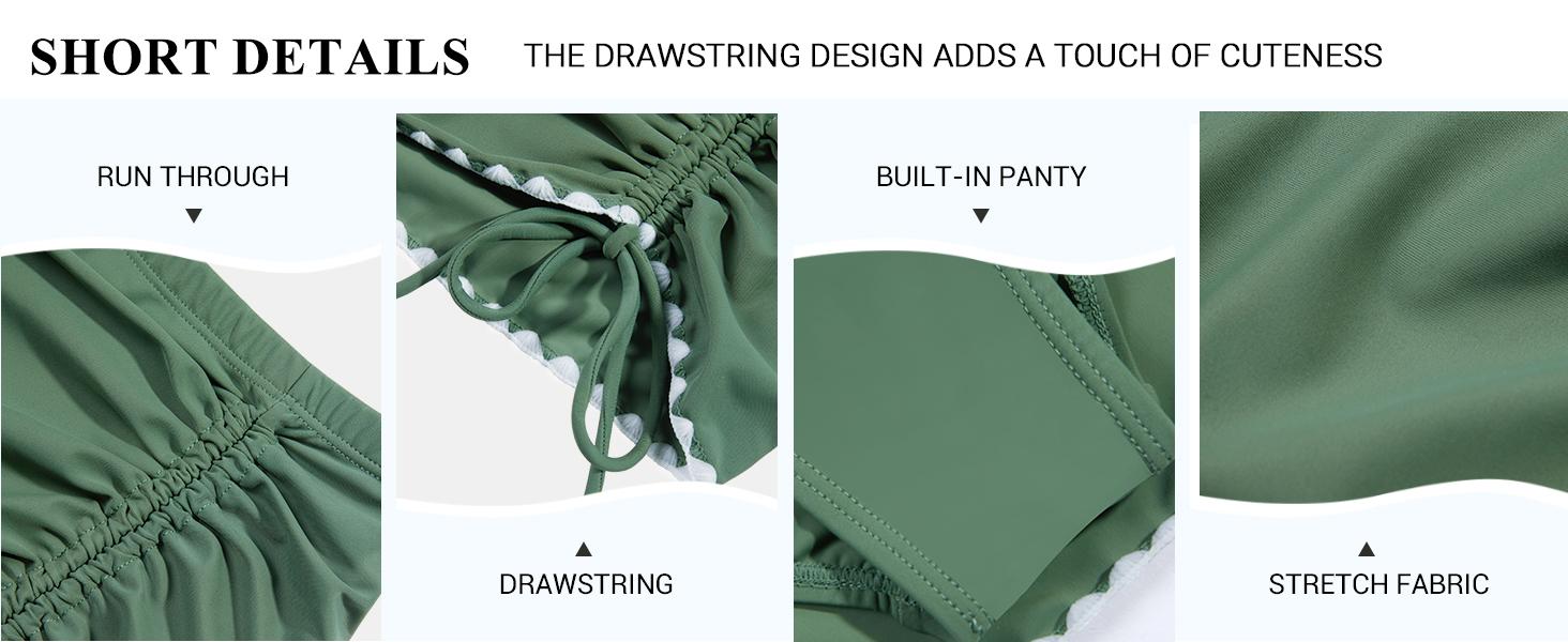 FISOEW Womens Tummy Control Tankini Swimsuits 2 Piece V Neck Criss Cross Drawstring Skort Bottom Bathing Suits Swimming Tankinisuit High Waist Swimwear