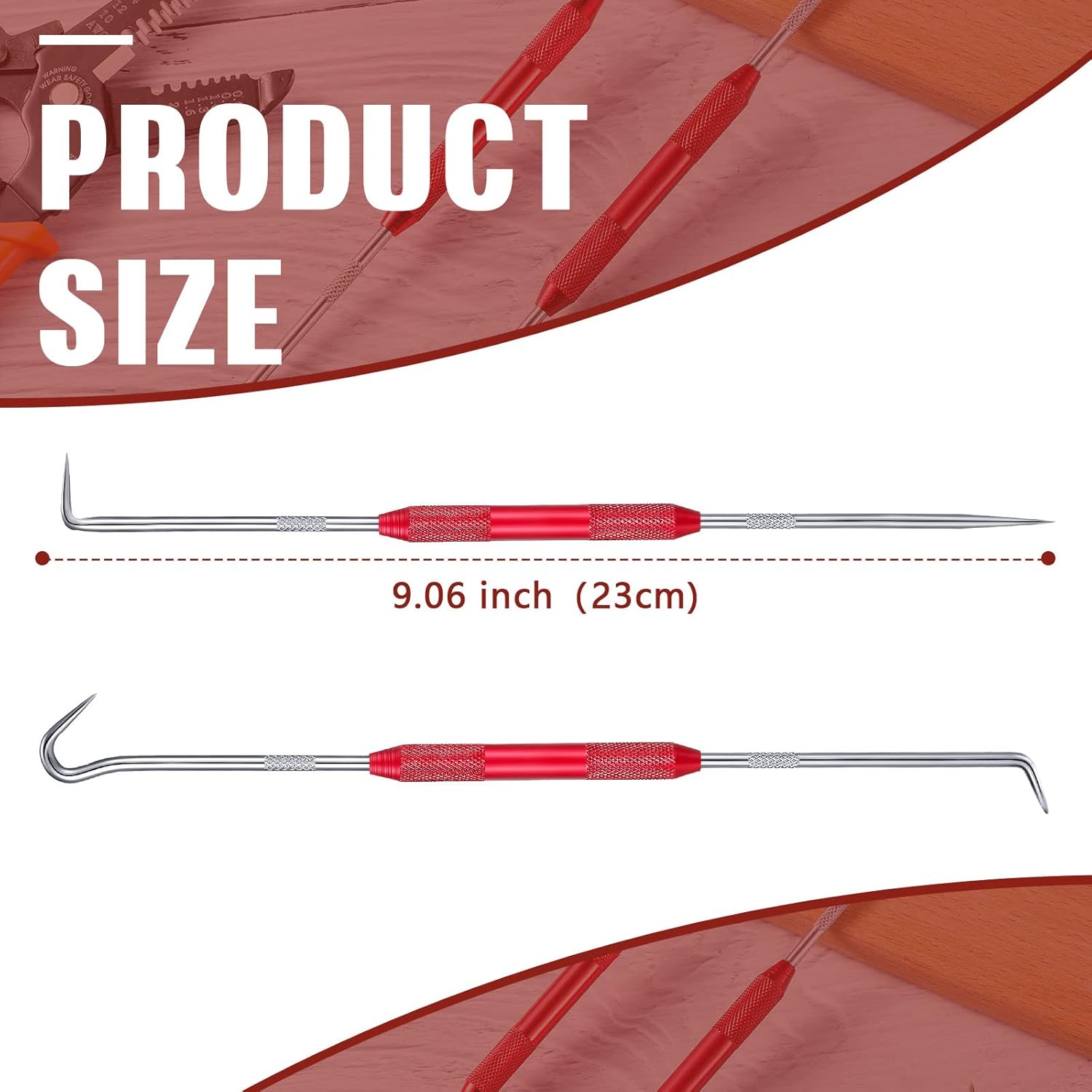 4 count Hook and Pick Set Double Pointed Scribe  Auto Oil Metal Pick O Ring Seal Puller Hooked Scriber Marking Tools for Carpenter Machinists Technicians, 9.06 Inches