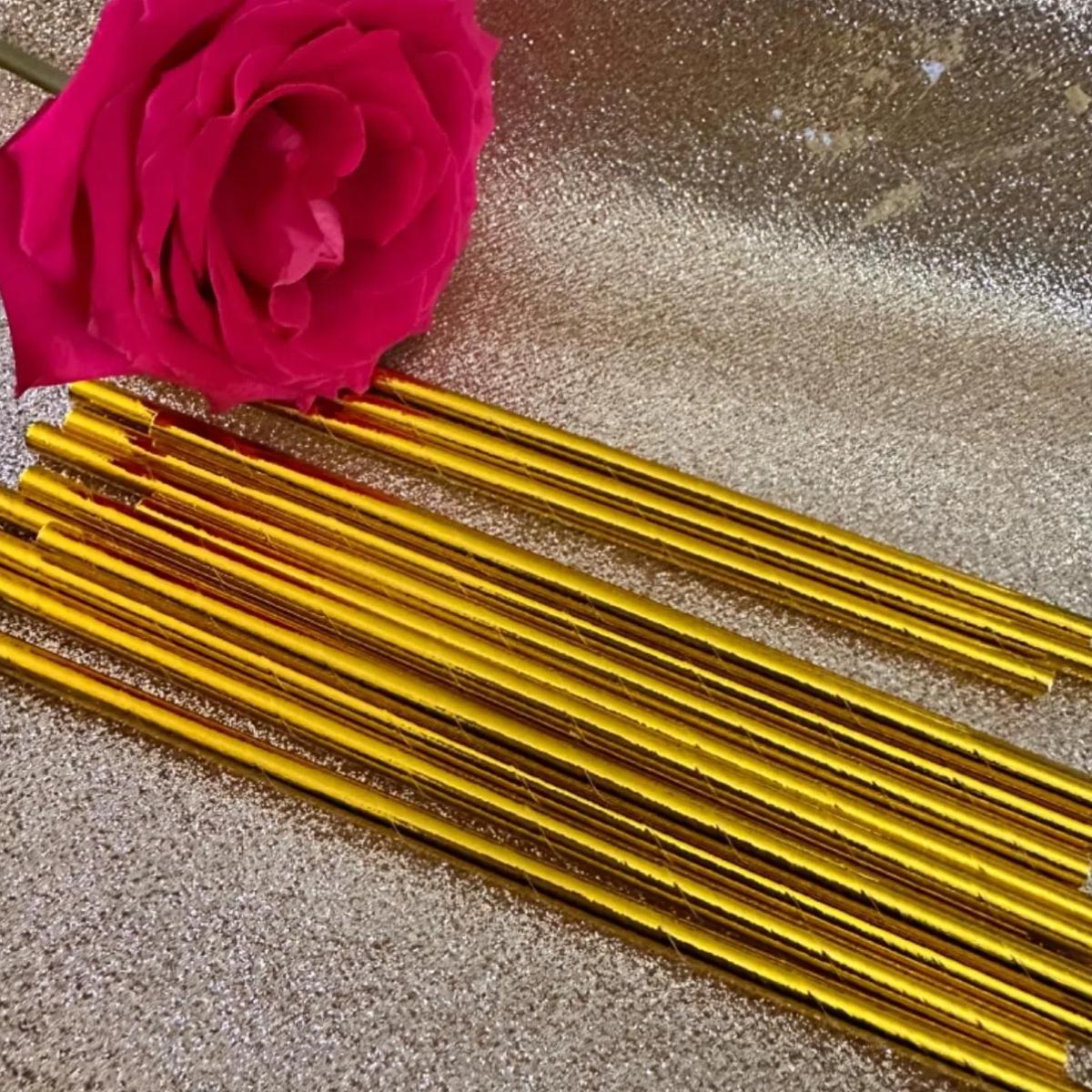 Elegant Striped mix Disposable Paper Straws, Gold Foil Crafted, Perfect for Birthdays Weddings Holidays, Cocktail Drink Accessories