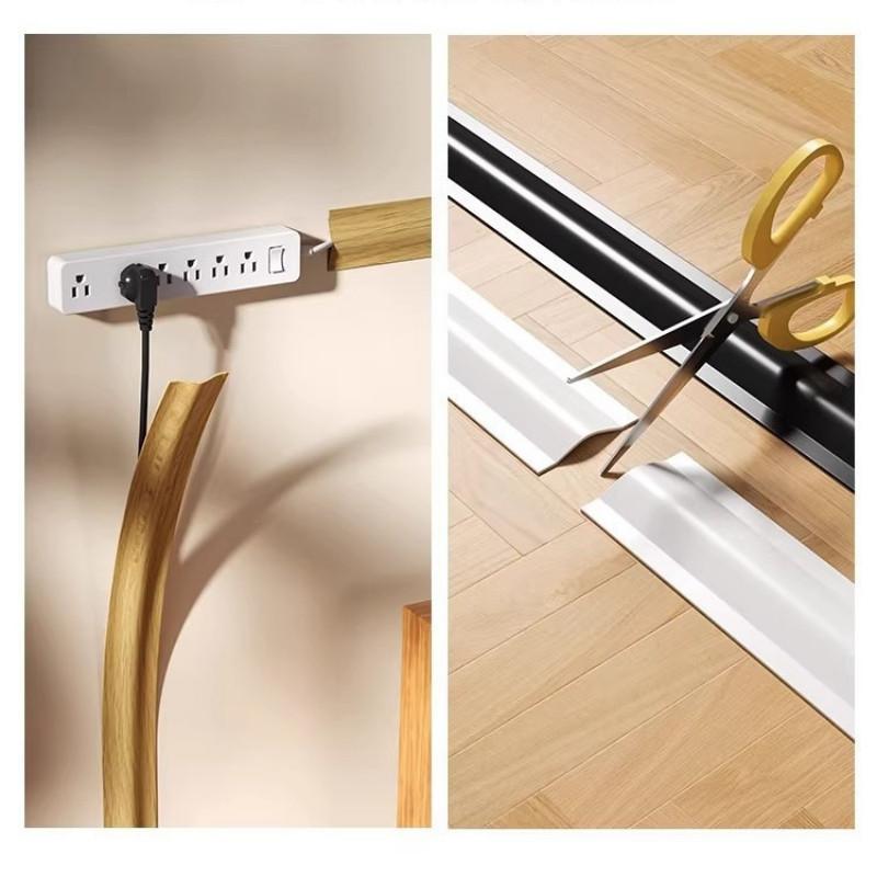 Single Roll 1 Meter Wire Management Tray, Invisible Decorative Cable Organizer, Soft Floor Protection Tool, Hidden Wiring Solution