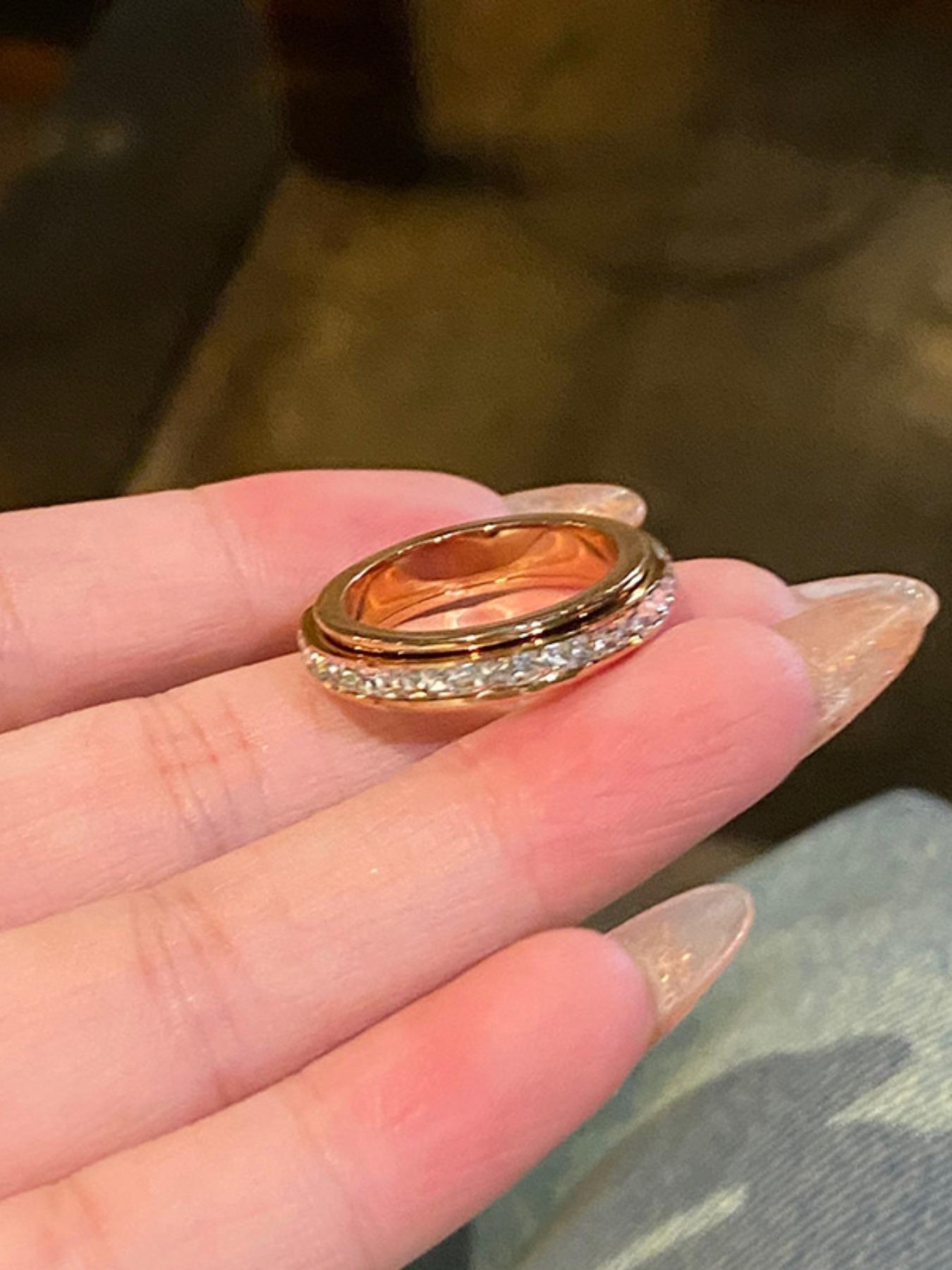 Titanium Steel Rotatable Ring for Men, Square Diamond Index Finger Ring, Simple Male Band, Couple Jewelry, Unisex Design