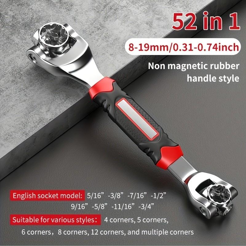 12-In-1 Universal Socket Wrench, Adjustable Dual-Head Tool, Flexible 360° Rotating Head, Rubber Handle, Car Repair Wrench 8-19mm