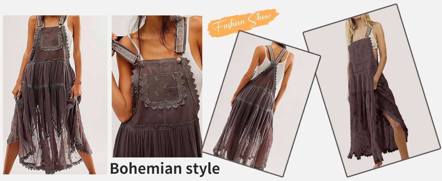 Chouyatou Women's Summer Laced Embroidered Tulle Bib Beachwear Dress Casual Comfortable Loose Adjustable Straps Maxi Dress Womenswear Flared Chouyatou Women's Summer Laced Embroidered Tulle Bib Beachwear Dress Casual Comfortable Loose Adjustable Straps Maxi Dress Womenswear Flared