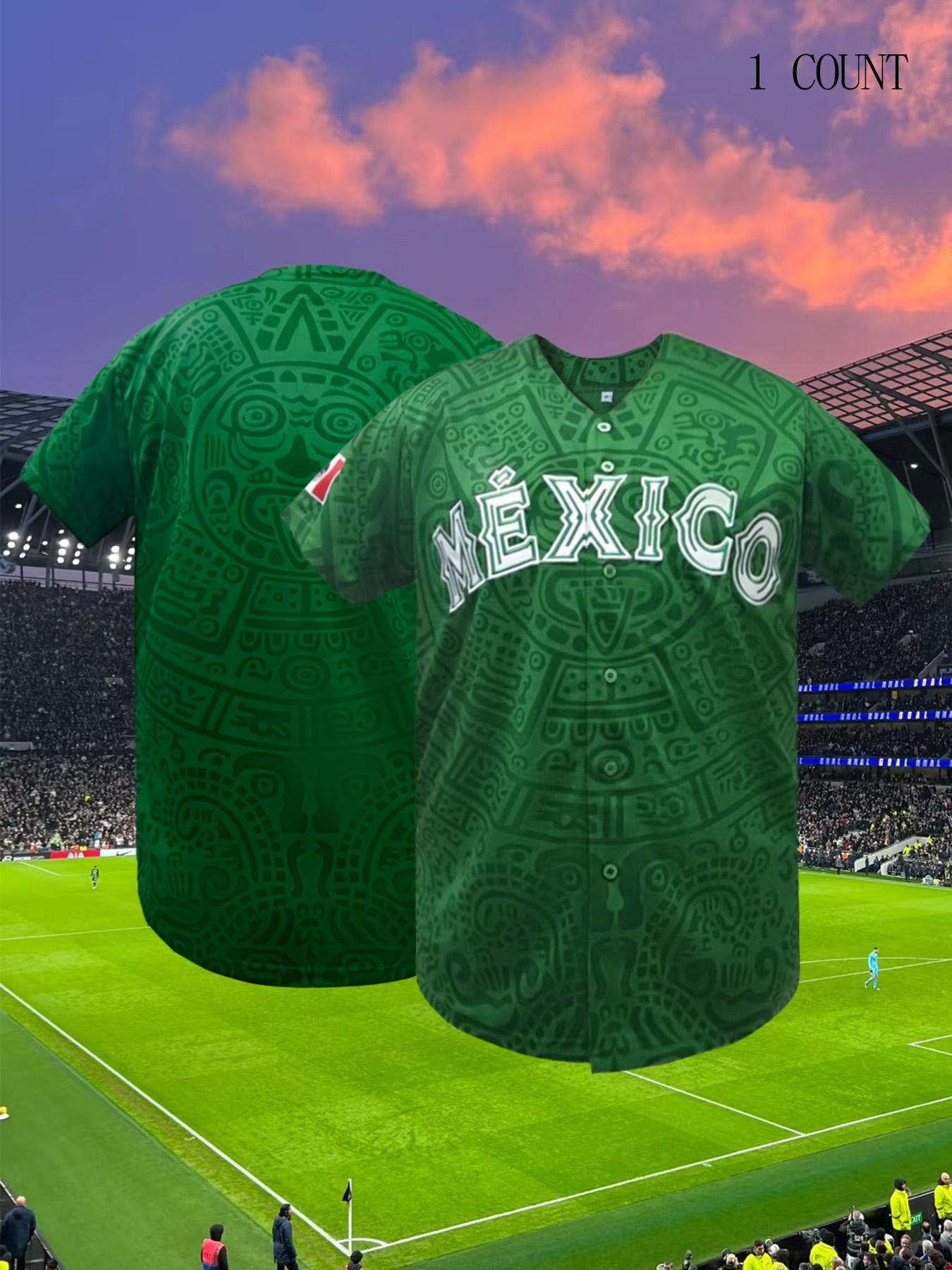 Men's Baseball Jersey, Short Sleeve Mexico Embroidered Shirt For Sports Jersey Shirts