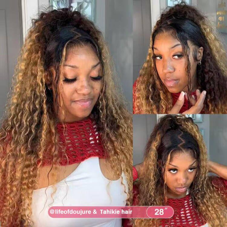 「Holiday Haul」Tahikie 99J Burgundy Colored 200% Density Deep Wave 13x6 Full Frontal HD Lace Front Curly Wave FB30 Highlight /Natural Black Human Hair Wigs For Women TikTokShopBlackFriday