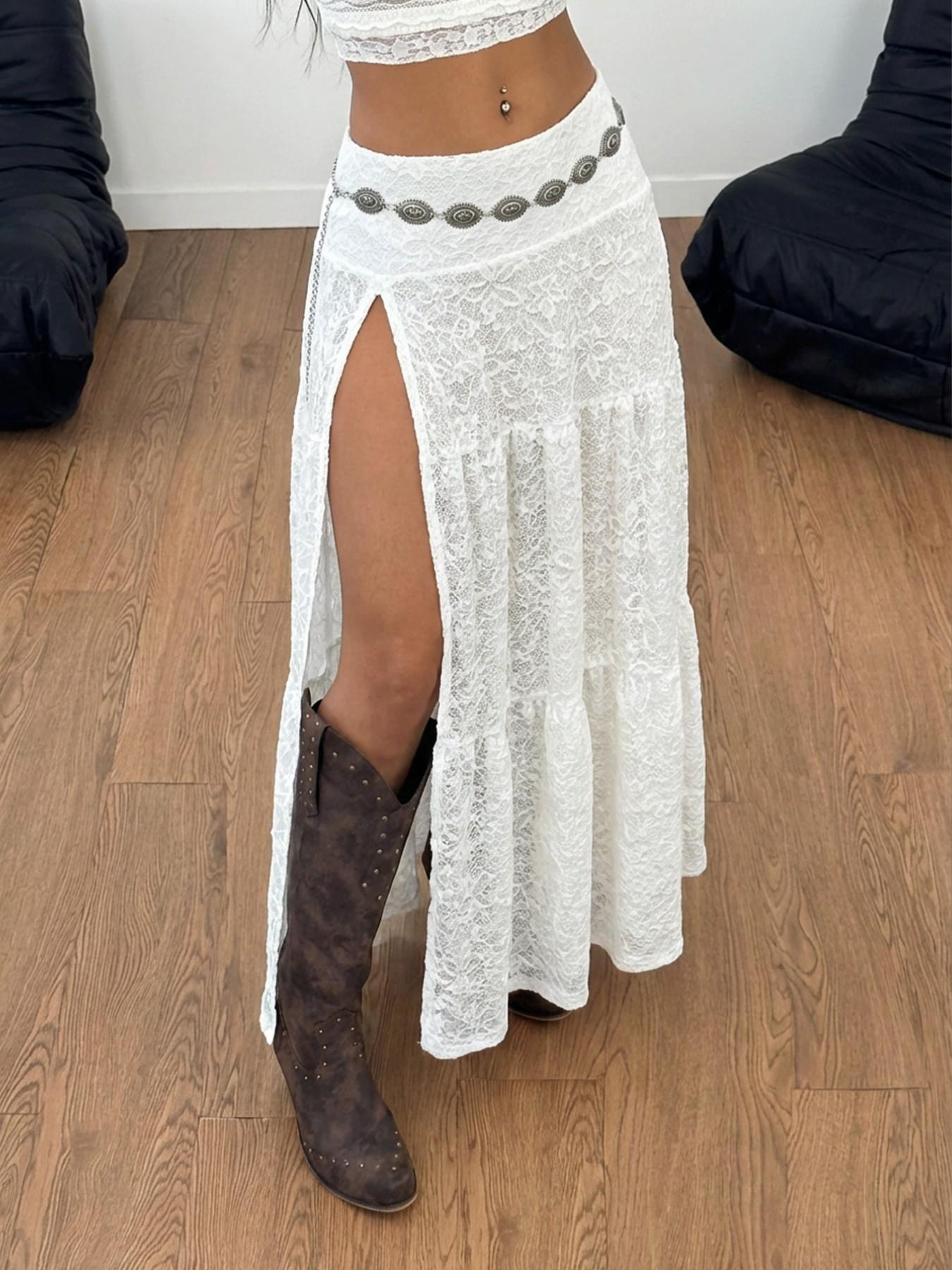 Women's Spring Summer Fashion Knitted Fitted Skirt, Side Slit Elegant Design, Comfortable Pure Color, Casual Commute Party Wear