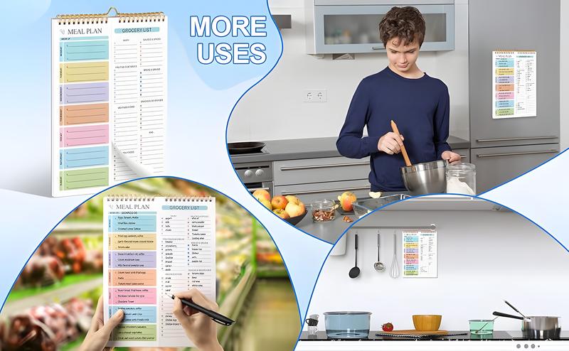 Weekly Meal Planner with Grocery List, Magnetic Fridge Planner, 50 Tear-Off Sheets, 5.83 x 8.54 Inch Meal Prep Pad, Wall-Mountable Kitchen Planner with To-Do List and Daily Schedule