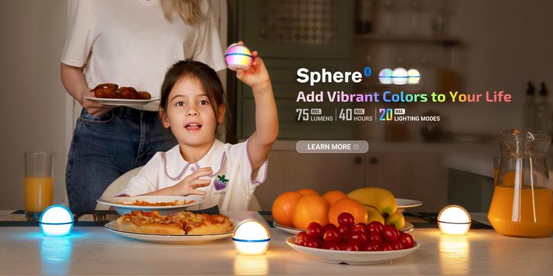 OLIGHT Sphere 75 lumens Smart Night Light, Stepless Dimming Table Lamp with Remotely APP Control, Magnetic Rechargeable RGB Ambient Light for Sleeping, Reading, and Relaxation