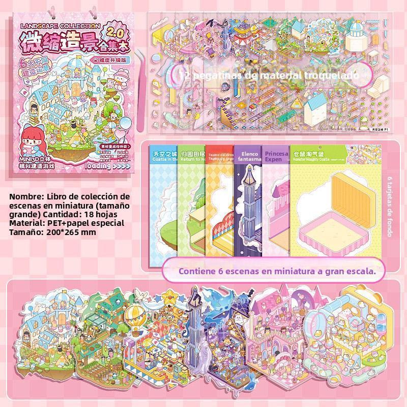 3D Sticker Scene Book for Adults and Kids, DIY Landscape Stickers, Large and Medium Sizes, Creative Gift for Notebooks, Water Bottles, Scrapbooks, DIY Decorative Stickers