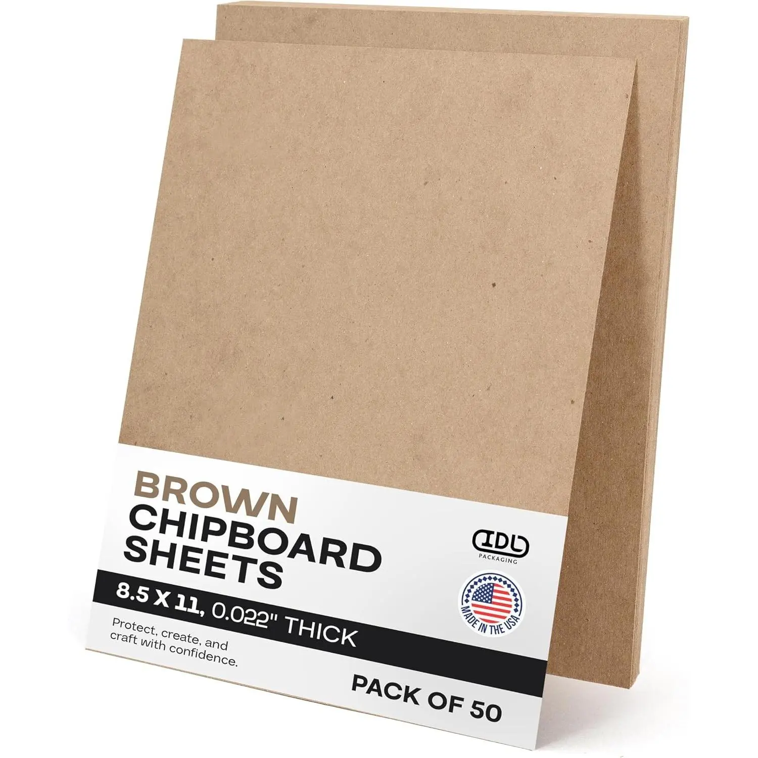 Chipboard Sheets 8.5" x 11", Pack of 50 - USA-Made Cardboard Sheets | for Scrapbooking, Framing - Heavy-Duty 0.022" Thickness Cardstock - Chip Board Pads for Crafts, DIY Projects