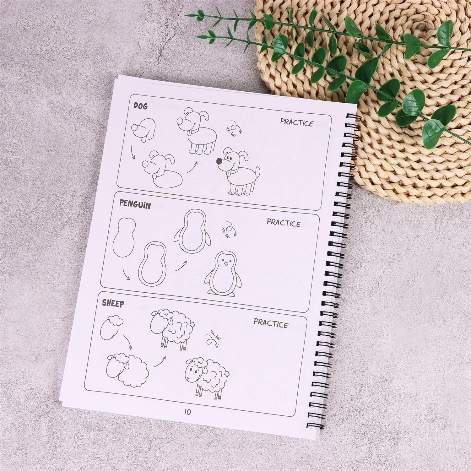 1pc Drawing Guide for Art Lovers, 300 Cute Step-By-Step Diagrams, Animals, Food, Gifts, and More Amazing Things, Hb-001 Model