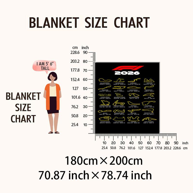 [tiktok Trend] Mark Every Lap of 2026 F1 Season, Sleek Blanket Featuring Iconic Circuits & Race Dates, Ideal for Motorsport Fans