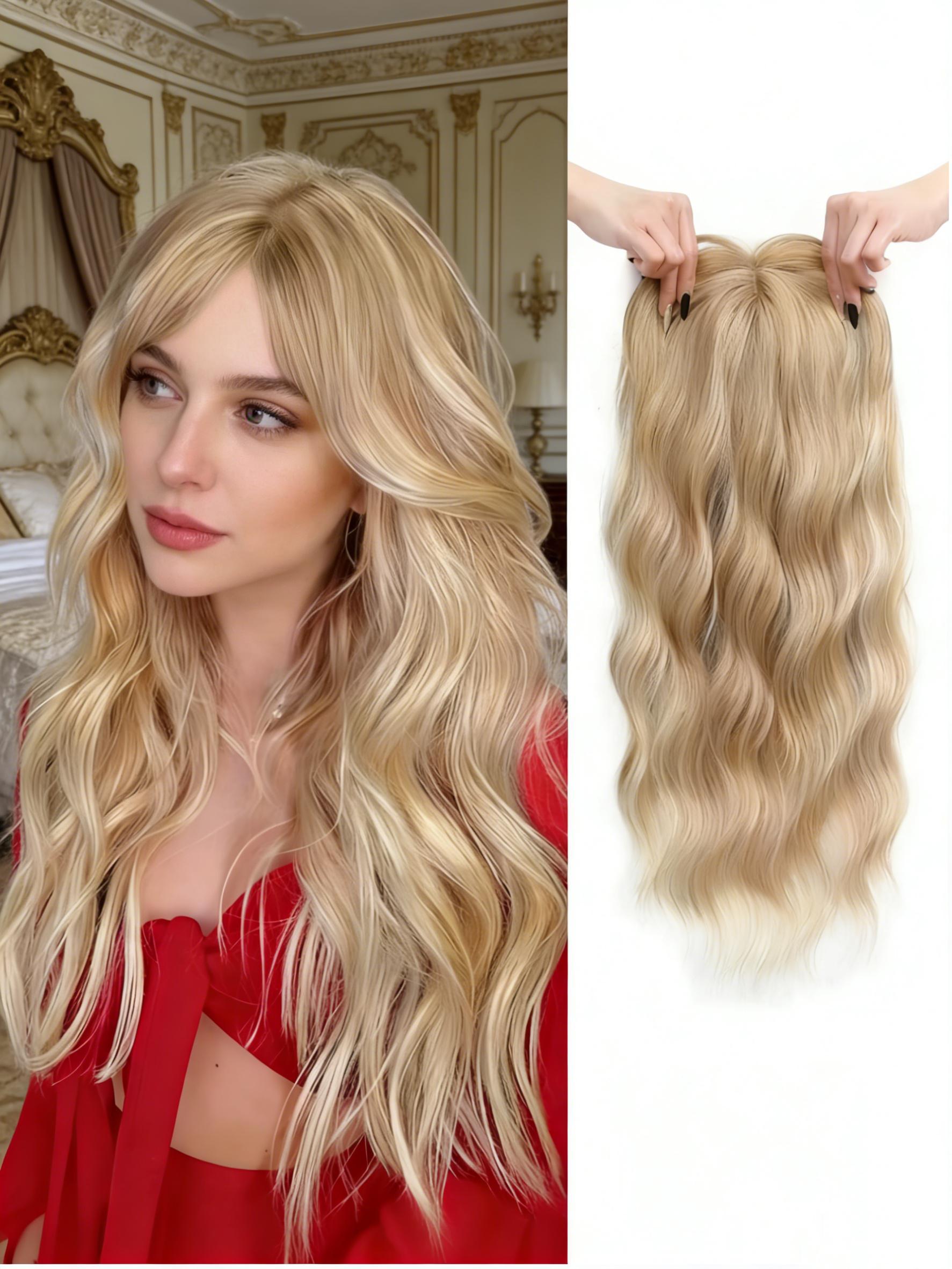 Balayage Wavy Hair Topper for Women! Ombre Synthetic Clip-In with Natural Part, Instant Volume for Thinning Hair, Effortless Beachy Waves & All-Day Confidence