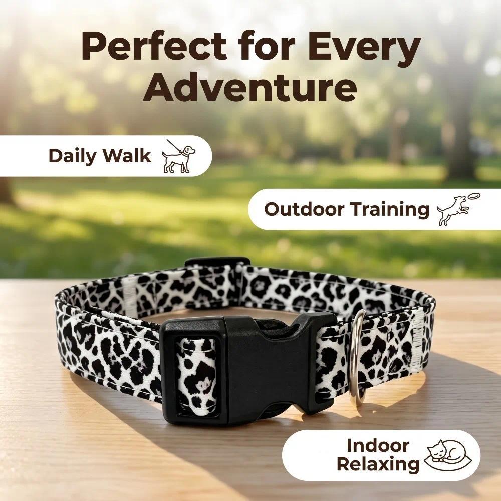 Fashion Leopard Print Cat Collar Breakaway Safety Kitten Dog Necklace Adjustable Soft Pet Collar for Cats Medium Large Dogs