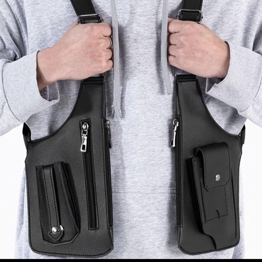 Men's Underarm Chest Harness Bag, Multi-Pocket Adjustable Anti-Theft EDC Pouch, Hands-Free Convenient Storage for Cycling, Hiking, Camping, Outdoor Activities & Daily Use