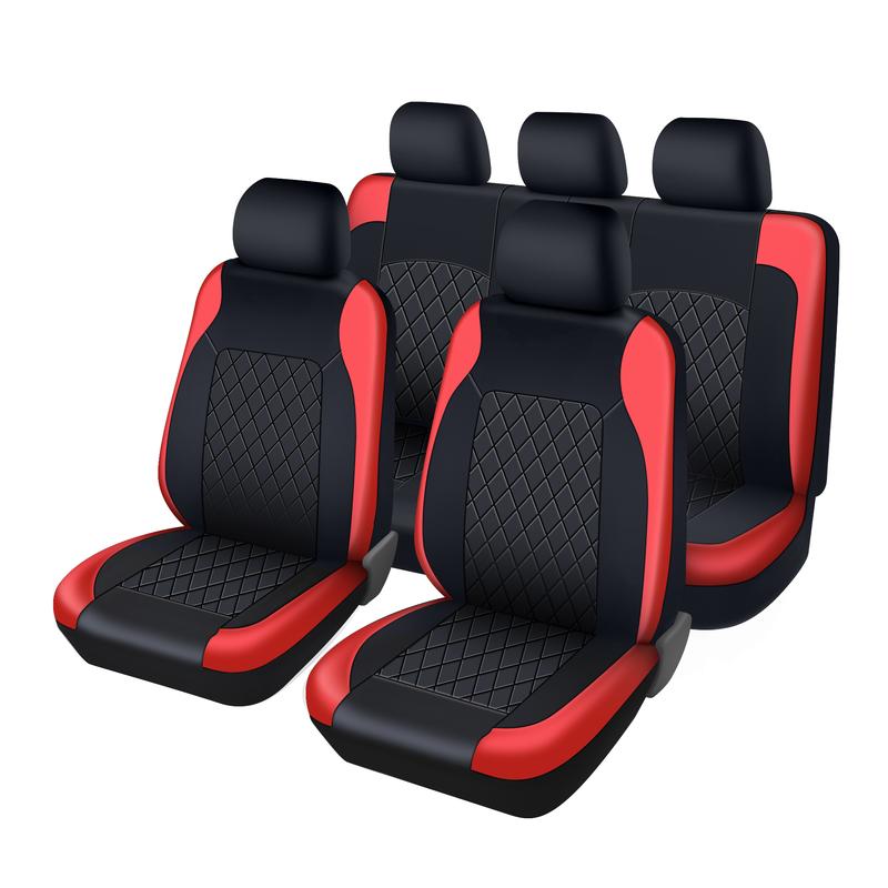 Universal Leather Car Seat Covers for 5 Seats PU Leather Waterproof Protectors Protects Spills & Scratches Fits Most Cars Vans SUVs Trucks Airbag Compatible Car Interior Accessories