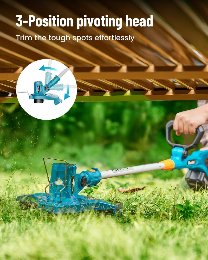 【Seesii】 Electric 12" Lawn Mower and Leaf Blower Combo Kit, 3 in 1 Cordless Weed Wacker Grass Eater with 1.3"/2.1" Height, Battery String Trimmer Rotary Handheld Blower with 5-Speed for Yard Lawn