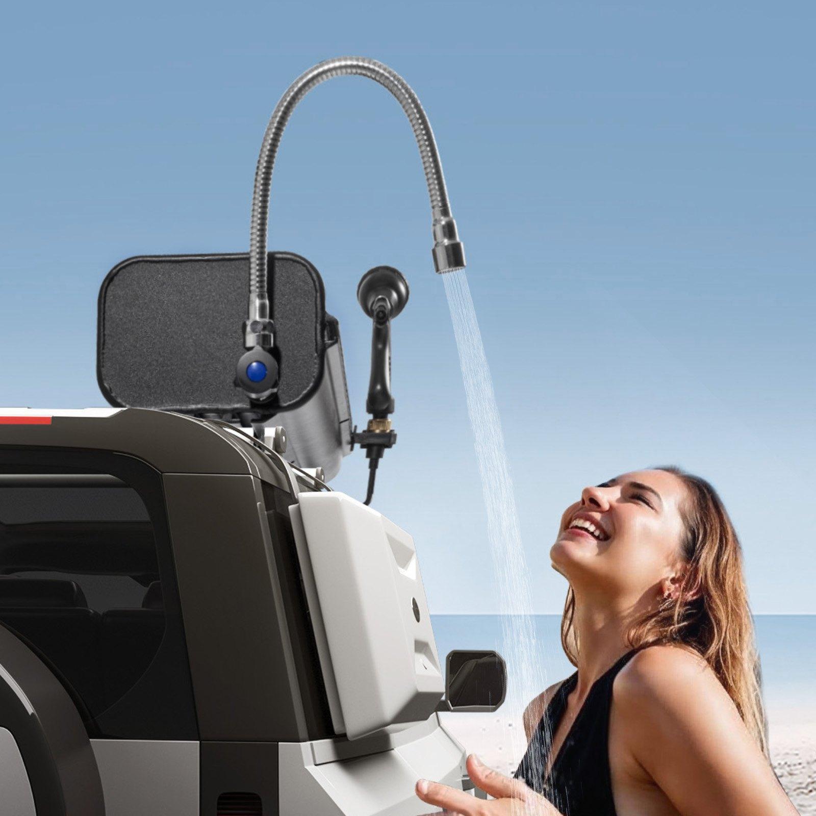 fathersdaygift  VEVOR Roof Rack Water Tank, 7 Gal, Multi-Dispensing Outdoor Tank with 2 Splash-Guard Panels T-slot, High-Capacity Aluminum Tank with Pressurization Port, Fit for Trunks, Roll Bars, Crossbars