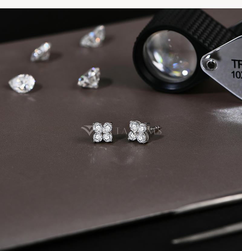 All 0.4CT Round Cut D Color VVS1 Synthetic Moissanite Earrings For Women Sparkling Wedding Gift E020