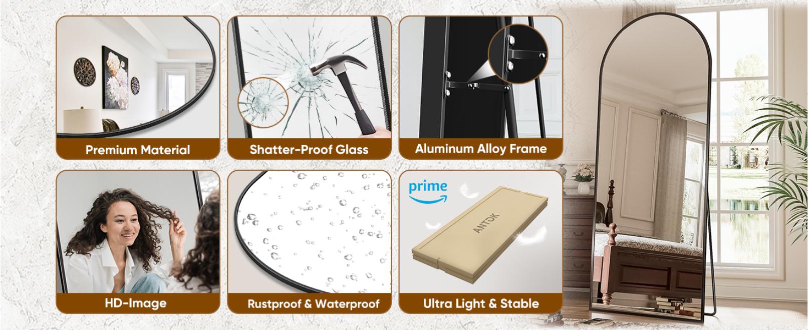 full length mirror for christmas gift, 58*18-41*81in Multiple Sizes Arched Floor Standing Large Mirror Full Body Mirror with Stand for Bedroom, Hanging Mounted Mirror for Living Room full length mirror for christmas gift, 58*18-41*81in Multiple Sizes Arched Floor Standing Large Mirror Full Body Mirror with Stand for Bedroom, Hanging Mounted Mirror for Living Room