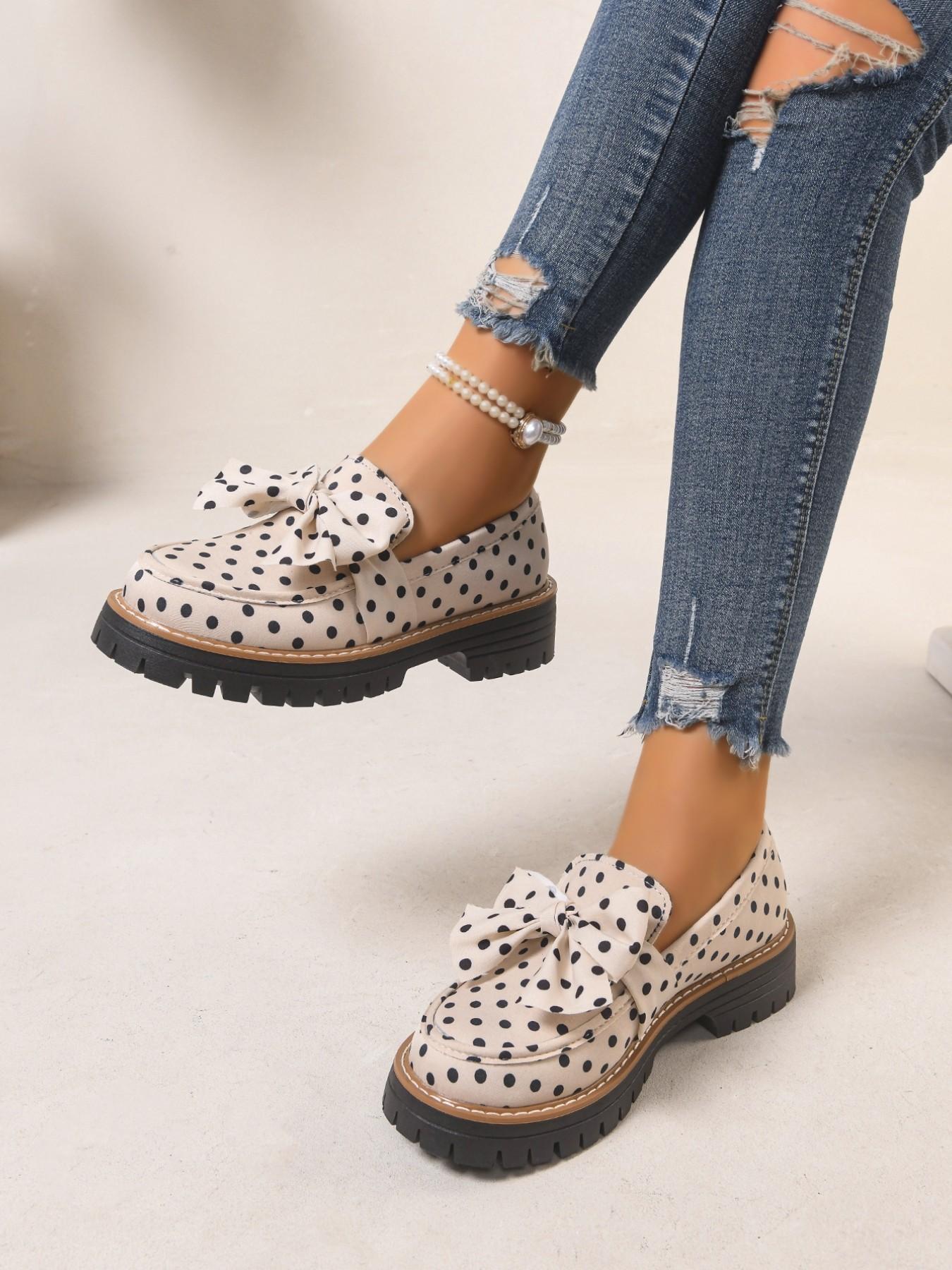 2026 Spring Summer New Zebra Stripe Bow Tie British Style Earl Loafer Slip Ons Thick Sole Small Leather Shoe Chunky Heel Women's Single Shoes