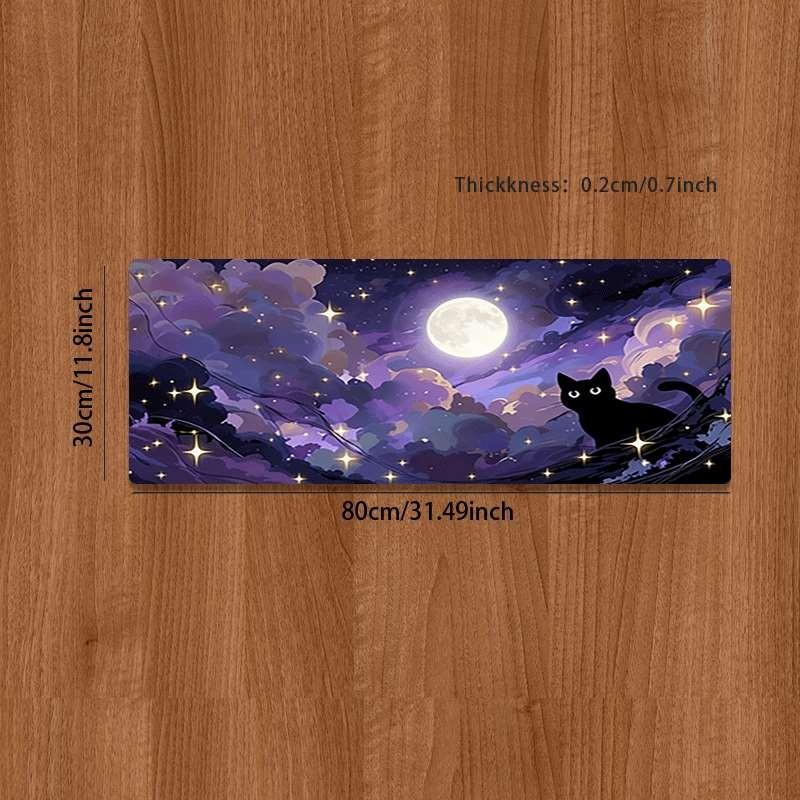 Durable Large Anti-Slip Rubber Mouse Pad, Cat Silhouette Art, Gaming Office Desk Mat, Perfect Holiday Gift, Multi-Functional Keyboard Pad