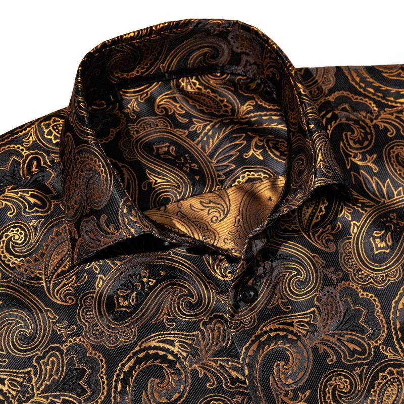 AILISUS Men's Wrinkle Free Casual Shirts Paisley Jacquard Long Sleeve Dress Shirt Breathable Regular Slim Classic Collared Menswear Holiday Wedding Dating Party Prom Men Tops
