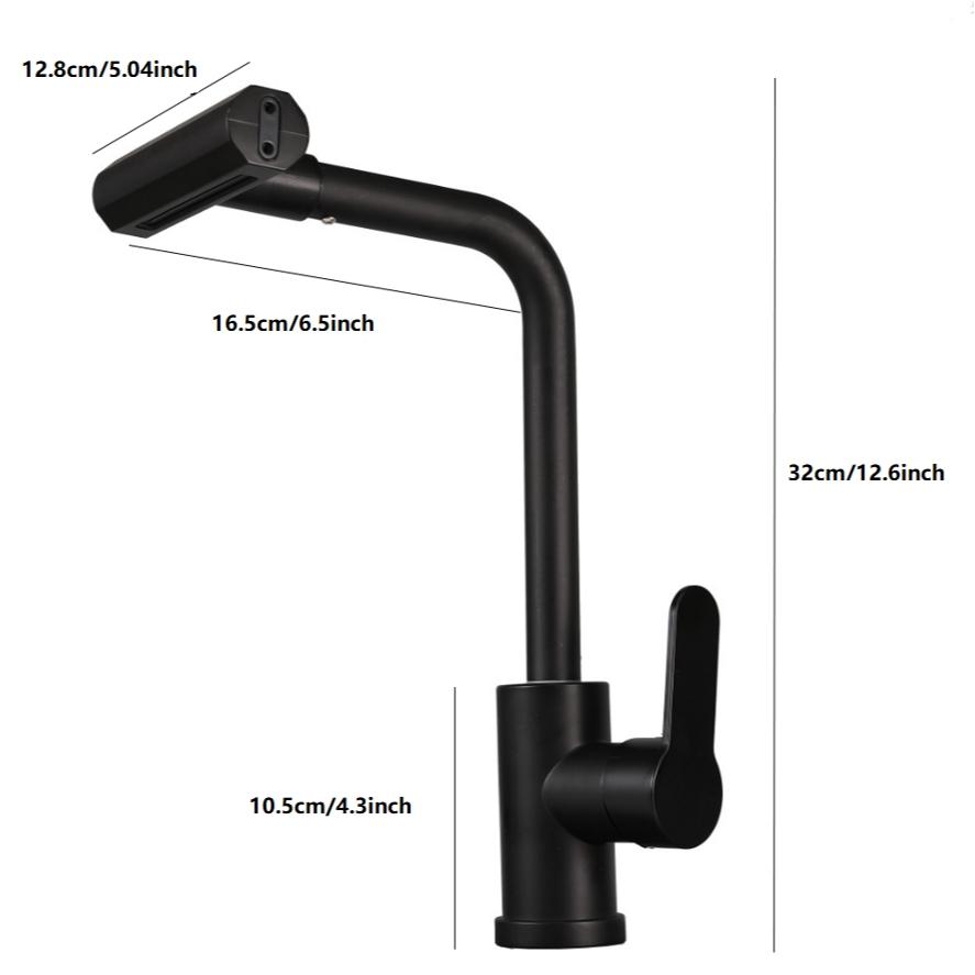 Stainless Steel Kitchen Faucet with Waterfall Function, Multi-Functional Cold Hot Water Tap, Rotating Spray Head, Includes 2 X 60cm Hoses