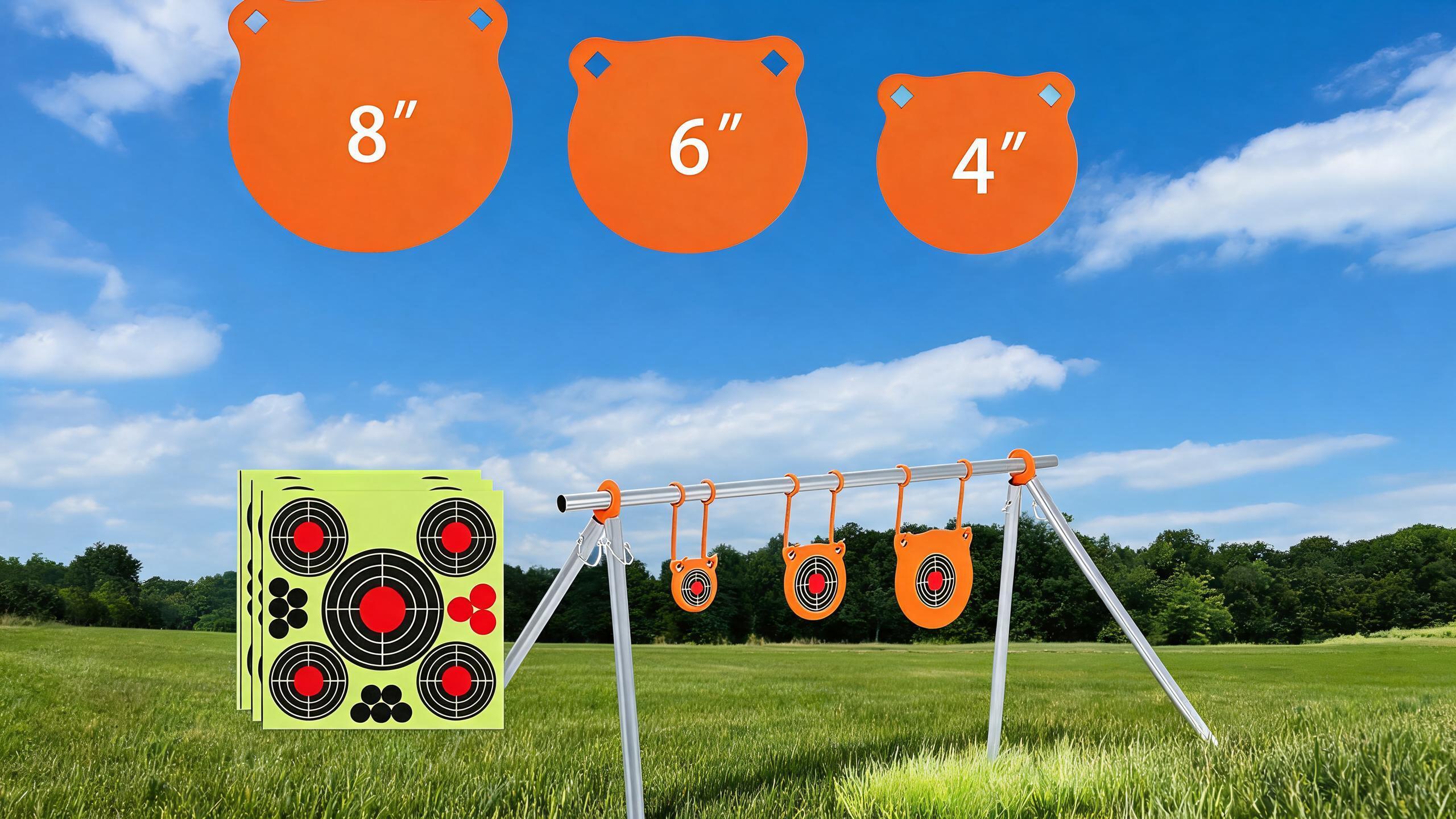 AR500 Steel Target Stand Kit,AR500 Steel Target Combo Set, 3/8 Inch Thick Hanging Gong Target Kit, Outdoor Hanging Shooting Targets with 10 Bonus Paper Targets.All-in-One AR500 Steel Accessory Kit, Compatible with 1 Inch OD EMT Conduit; Metal Tube Not Inc