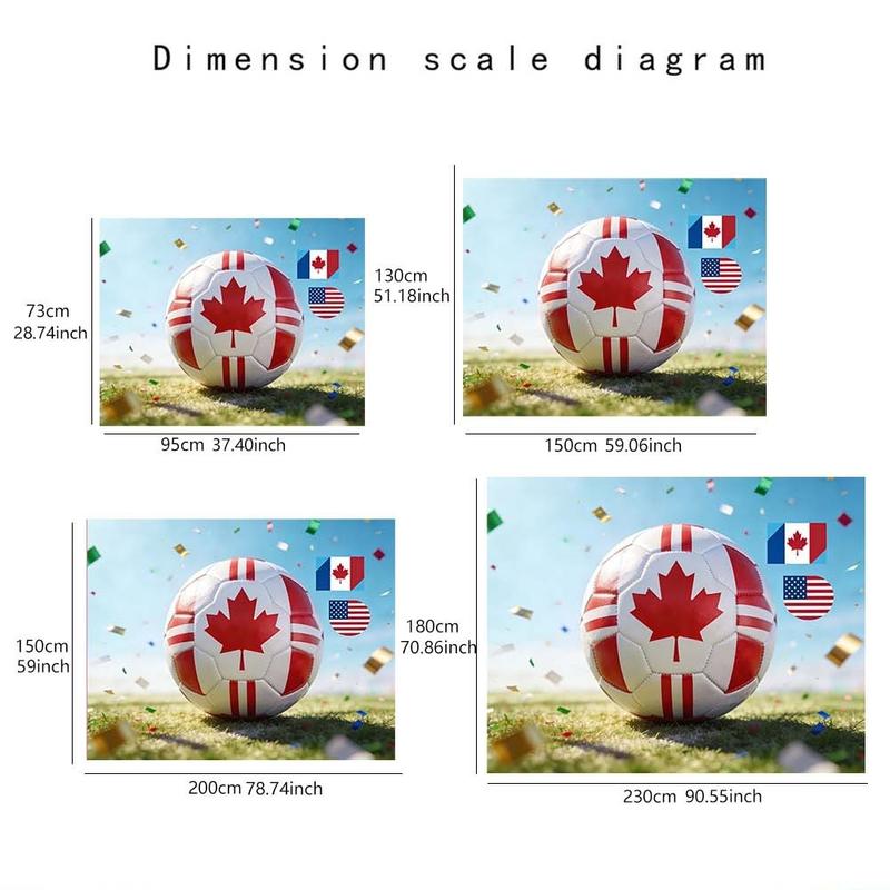 1 pc microfiber FIFA World Cup Soccer Ball Tapestry Canada USA Flag Wall Hanging Home Decor Living Room Bedroom Dining Room Outdoor Holiday Celebration Scene Enhancement Tapestry Background Cloth Hanging Cloth Wall Cloth Decorative Cloth