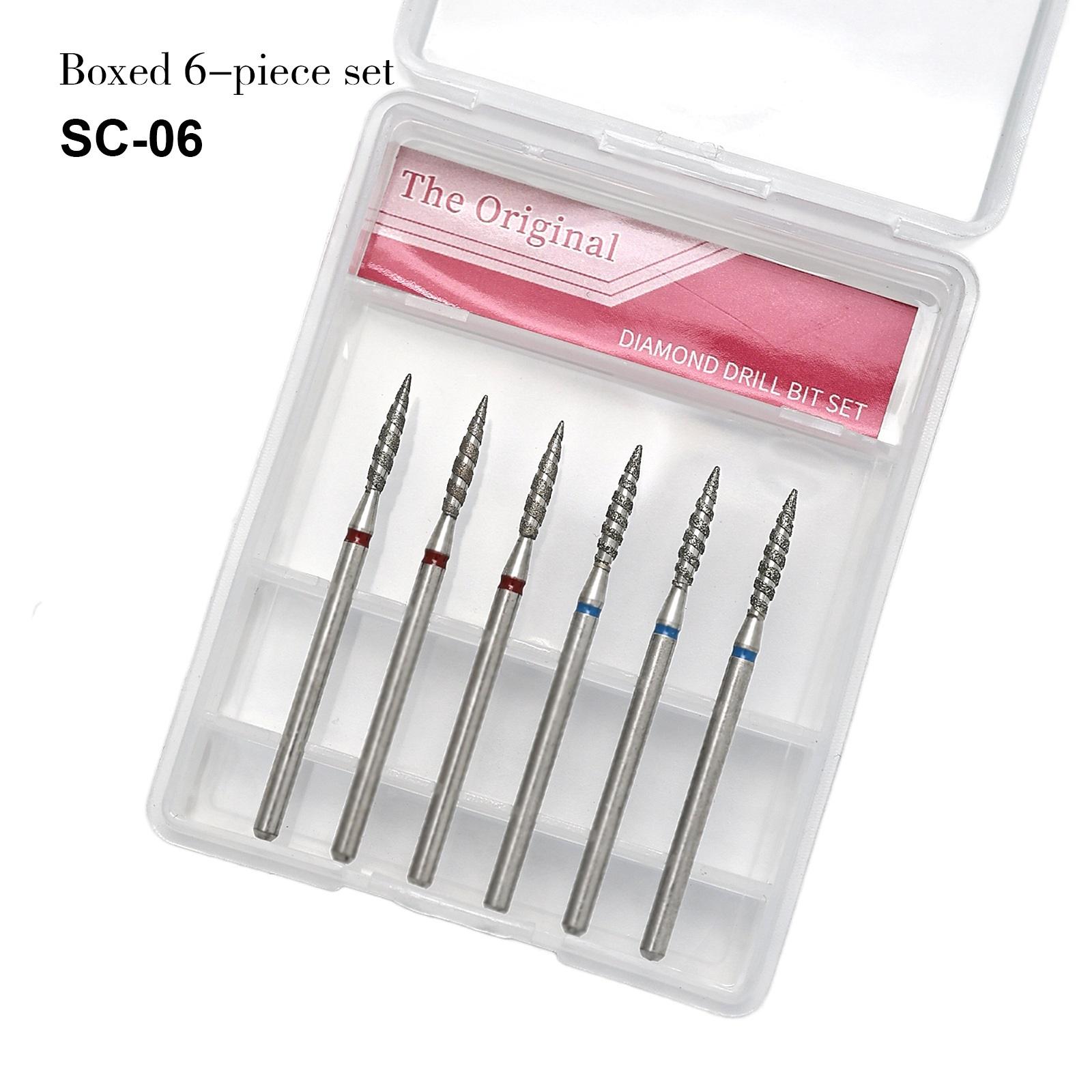 6Pcs/set Nail Drill Bits Set Nail Bits For Nail Drill Professional Diamond Drill Bit Set Electric Cuticle Rotary Manicure Nail Drill Bits Pedicure Grinding Head Sander Tools For Acrylic Gel Nails Home Salon Diy Manicure
