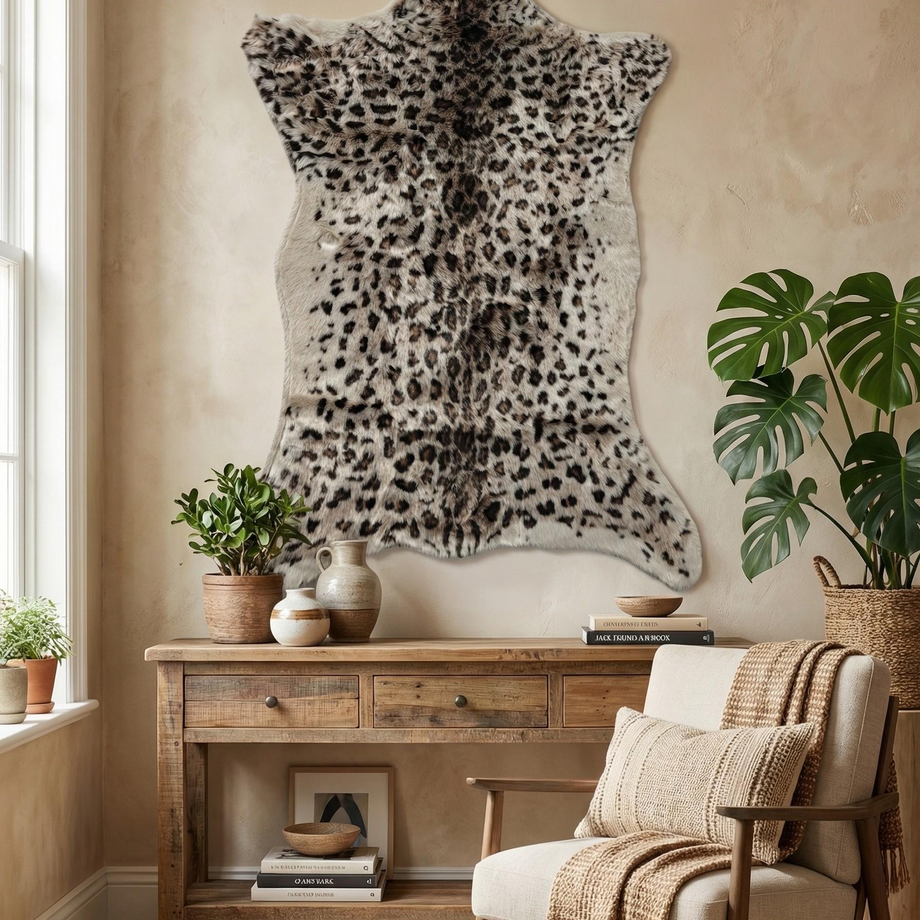 Vintage Natural Style Animal Skin Replica Tapestry, Light Leopard Pattern, Wall Decor for Study Room and Entrance Hall