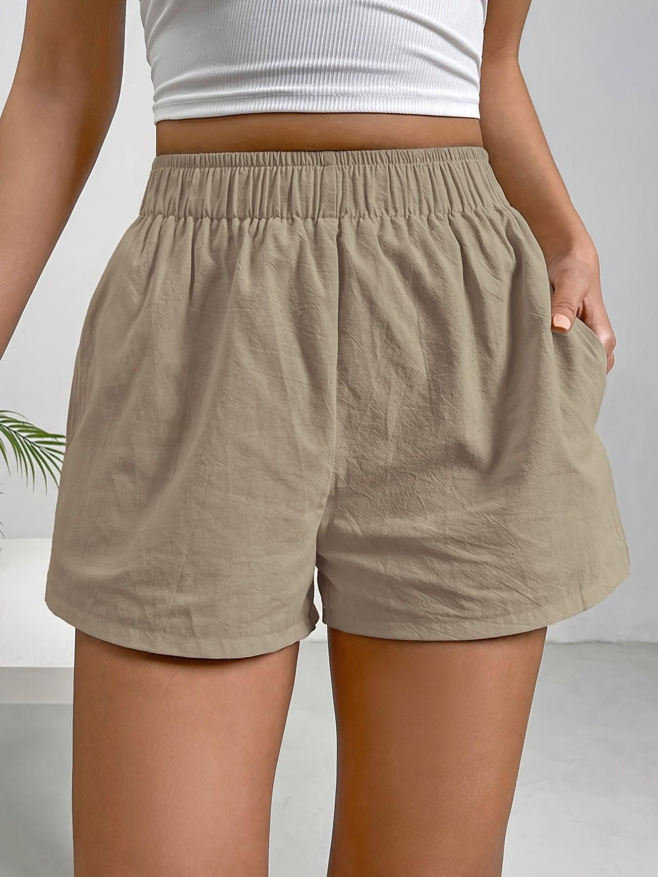 Summer Casual Elastic Waist Shorts, Multi-Color Loose Fit A-Line Wide Leg Pants, Home Commute Versatile Slimming Hotpants