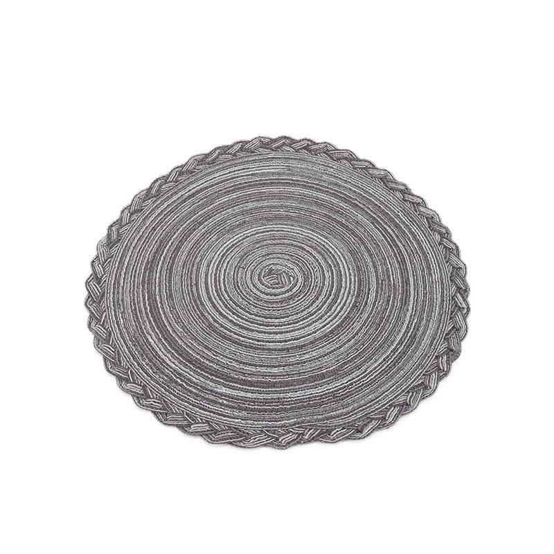 15 inch/38cm Round Placemats Set of 4 Boho Woven Braided Border Table Mats Washable Heat Resistant Circle Place Mats, Natural Style Woven Cotton Placemats for Dining Table  Party Holiday Banquets